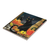 Black Halloween Cat Tegeltje (Zijkant)