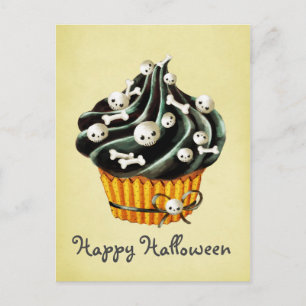 Black Halloween Cupcake Briefkaart