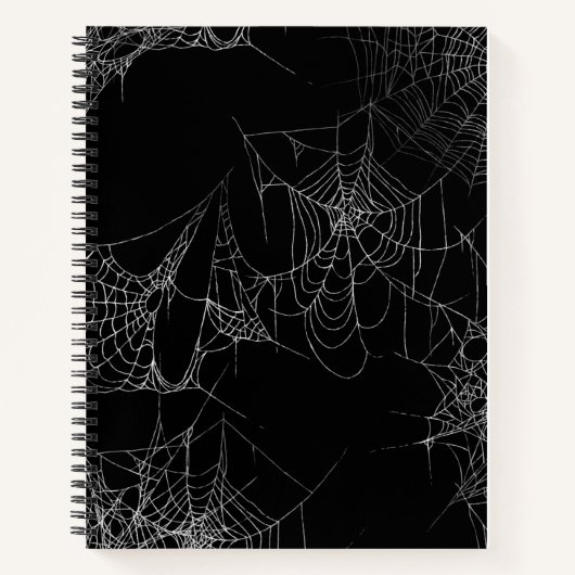 Black Halloween Notebook with Spiderweb Art Notitieboek (Voorkant)