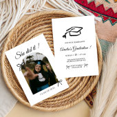 Black Hand drawn Bow graduation party invitation