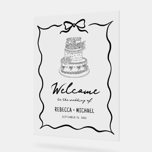 Black Hand Drawn Bow Wedding Welcome (Angle)