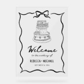 Black Hand Drawn Bow Wedding Welcome Acryl Bord (Voorkant)