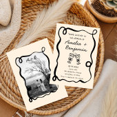 Black hand drawn champagne Whimsical Wedding  Kaart