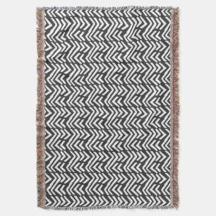 Black Hand Drawn Chevron Pattern Deken