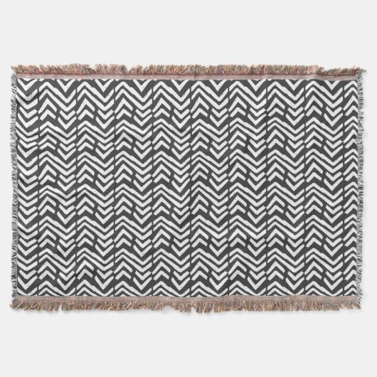 Black Hand Drawn Chevron Pattern Deken (Voorkant)