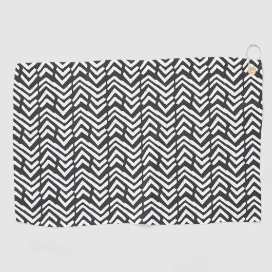Black Hand Drawn Chevron Pattern Golfhanddoek (Horizontaal)