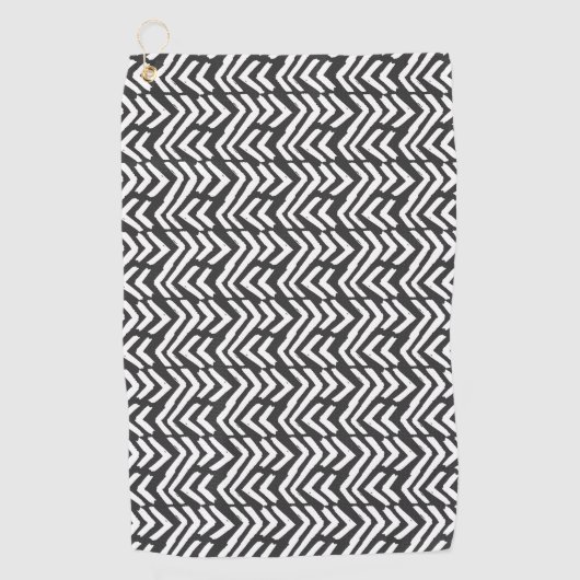 Black Hand Drawn Chevron Pattern Golfhanddoek (Voorkant)
