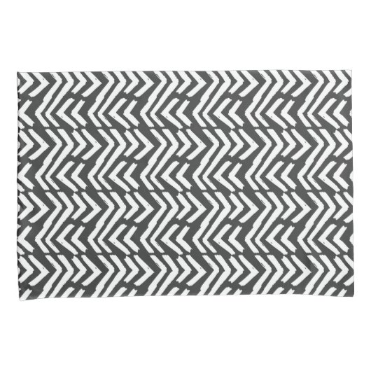 Black Hand Drawn Chevron Pattern Kussensloop (Voorkant-Rechts)