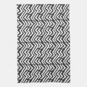 Black Hand Drawn Chevron Pattern Theedoek (Verticaal)