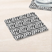 Black Hand Drawn Chevron Pattern Vierkante Kartonnen Onderzetter (Schuin)