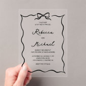 Black Hand Drawn Coquette Bow Wedding Acryl Uitnodigingen (Insitu (Draagbaar))