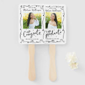 Black Hand Drawn Doodle Graduation 2 Photo White Handwaaier (Voorkant en achterkant)