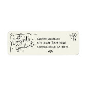 Black Hand Drawn Doodle Graduation Cream Address Etiket (Voorkant)