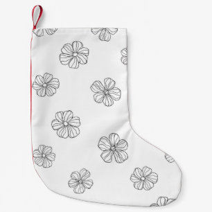 Black hand drawn flowers on white background. Seam Kleine Kerstsok