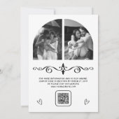 Black Hand Drawn White Bow QR Code Photo Wedding Kaart (Achterkant)