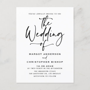 Black Hand Lettered Calligraphy Boho Wedding Uitnodiging Briefkaart
