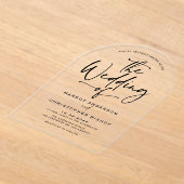 Black Hand Lettered Calligraphy Wedding Acryl Uitnodigingen (Laagn)