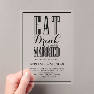 Black Hand Lettered Calligraphy Wedding Acryl Uitnodigingen
