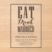 Black Hand Lettered Calligraphy Wedding Acryl Uitnodigingen (Voorkant)