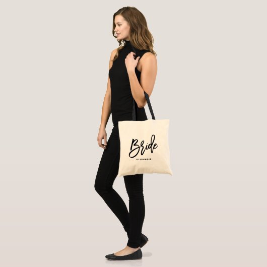 Black Hand Lettering Bride Custom Canvas tas (Voorkant (model))