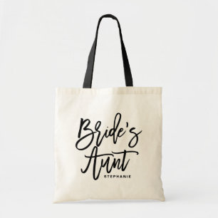 Black Hand Lettering Bride's tante Custom Canvas t Tote Bag