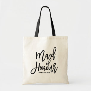 Black Hand Lettering Maid of Honor Canvas tas