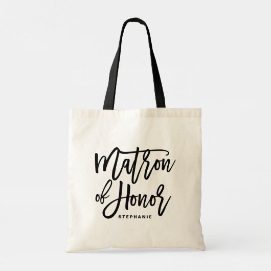 Black Hand Lettering Matron of Honor Canvas tas (Achterkant)