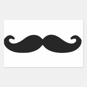 Black Handlebar Mustache/Mustache Rechthoekige Sticker
