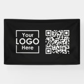 Black Hanging Banner Sign Business Logo QR Code (Horizontaal)