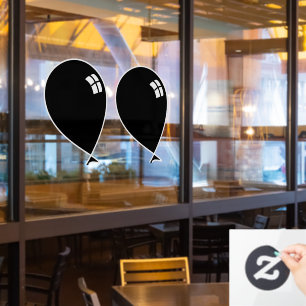 Black Happy Balloons Twins Window Cling Raamsticker