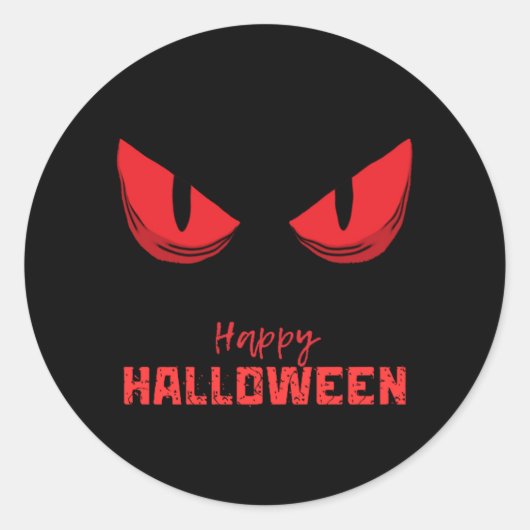 Black Happy Halloween enge starende rode ogen Ronde Sticker (Voorkant)
