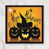 Black Happy Halloween Pumpkins Bedankjes Labels (Voorkant)