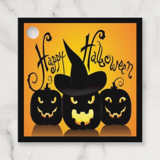 Black Happy Halloween Pumpkins Bedankjes Labels (Voorkant)
