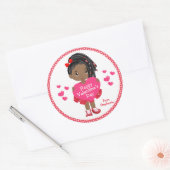Black Happy Valentine's Day Classic Round Stick Ronde Sticker (Envelop)