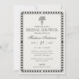 Black Harlequin Checkered Bridal Shower Kaart
