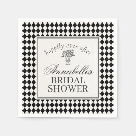 Black Harlequin Checkered Bridal Shower Servet