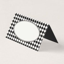 Black Harlequin Checkered Folded Place Cards Kaart