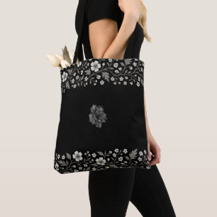 Black Hawthorn Floral Boundary Design Draagtas