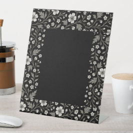 Black Hawthorn Floral Boundary Design Reclamebord Met Voetstuk