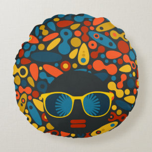 Black Head Woman #1 Rond Kussen