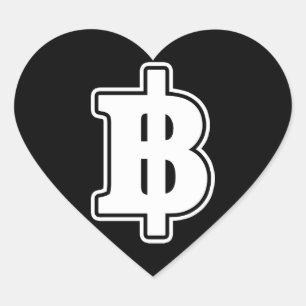 Black Heart BAHT SIGN ฿ Thai Money Currency ฿ Hart Sticker