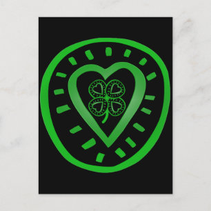 Black Heart Clover St Patrick's Day Carte postale