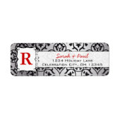 Black Heart Damask Red Font Return Label (Voorkant)