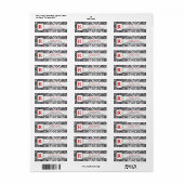 Black Heart Damask Red Font Return Label (Full Sheet)