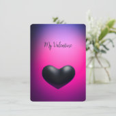 Black Heart Elegant Simple Photo Carte Valentine (Debout devant)