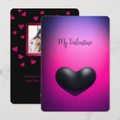 Black Heart Elegant Simple Photo Carte Valentine (Devant / Derrière)