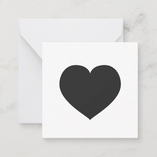 Black Heart Love Note Gift Label Grief Notitiekaartje (Voorkant)