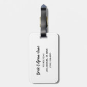 Black Heart Mr en Mrs Calligraphy Name Design Bagagelabel (Achterkant verticaal)