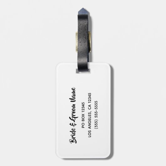 Black Heart Mr en Mrs Calligraphy Name Design Bagagelabel (Achterkant verticaal)