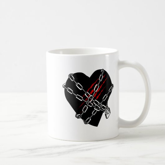 Black Heart Red Chains Cool Gothic Valentines Day  Koffiemok (Rechts)